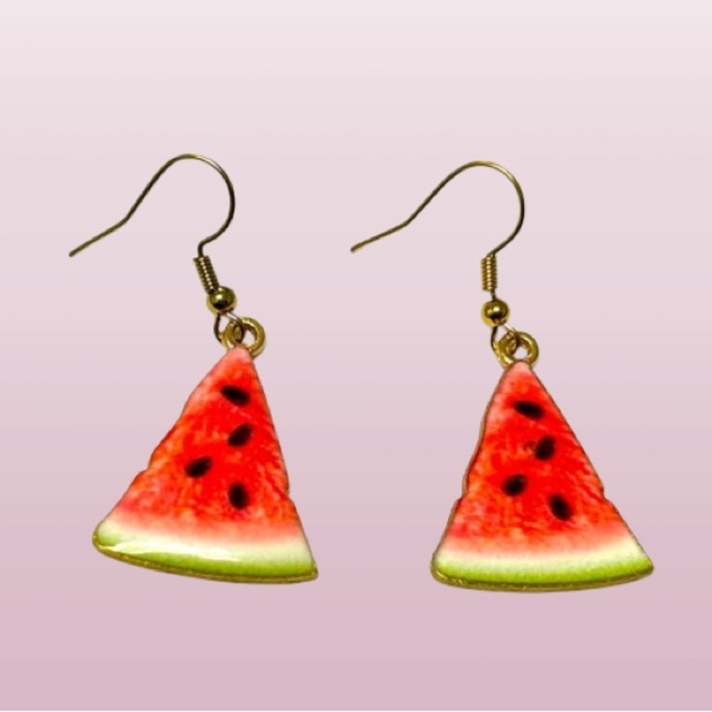 Handmade Watermelon Slice Earrings